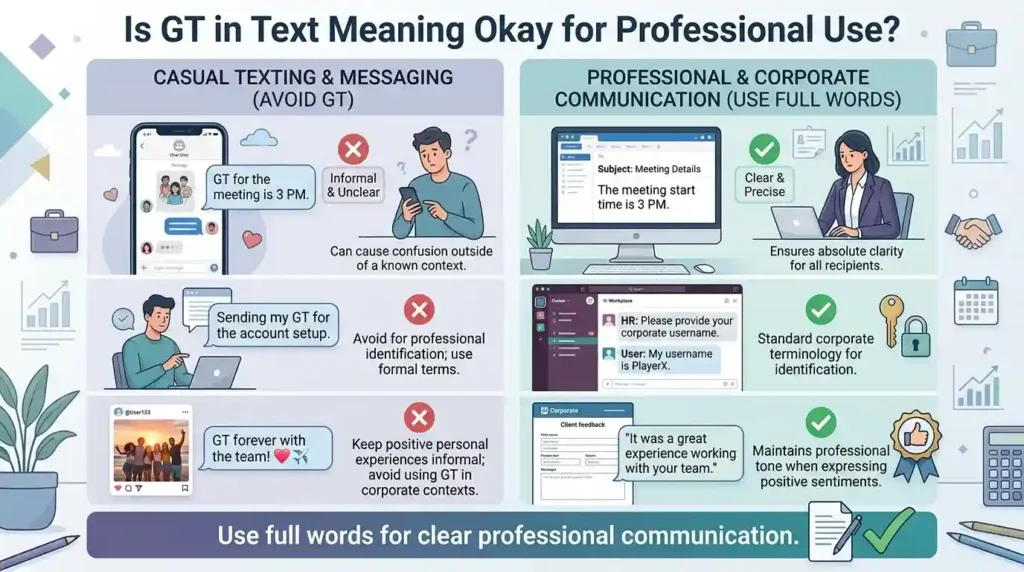 Is GT in Text Meaning Okay for Professional Use?